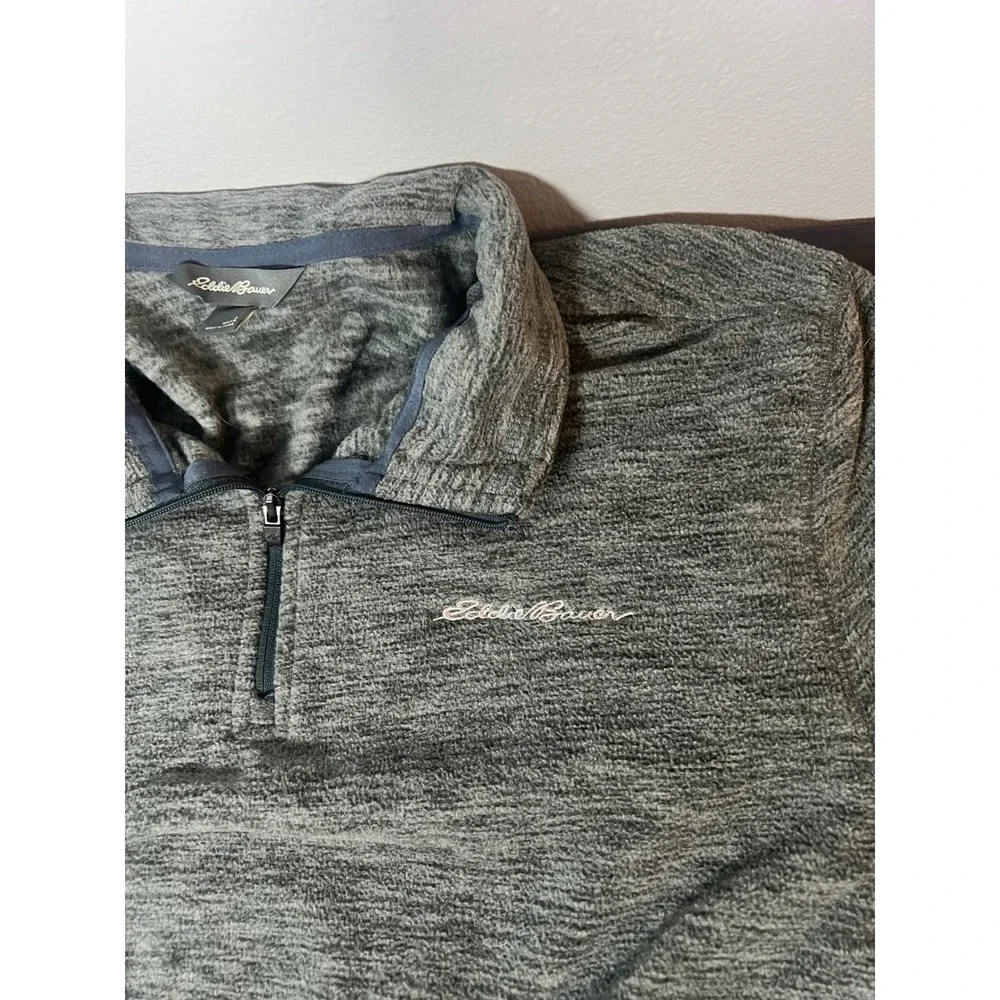 Eddie Bauer Mens Fleece Quarter Zip Pullover Charcoal Heather Grey EM32LK109